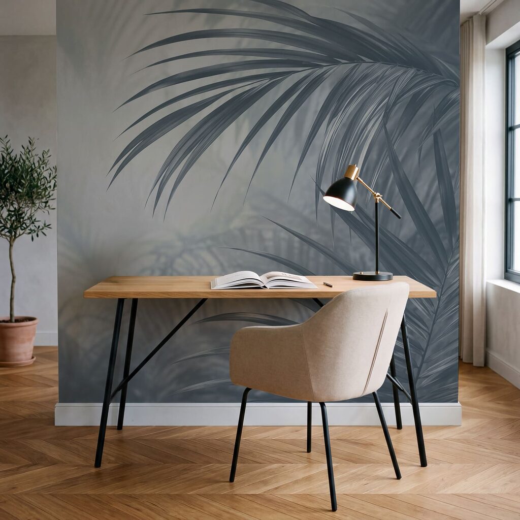 Zacht blad in ingetogen tinten in een interieur