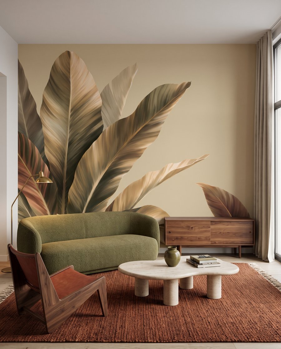 Grote bladeren in goudlicht — interieur 1