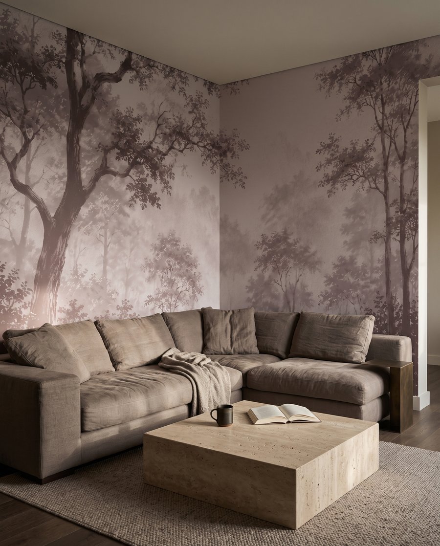 Bosbeek in bleke ochtend in een interieur
