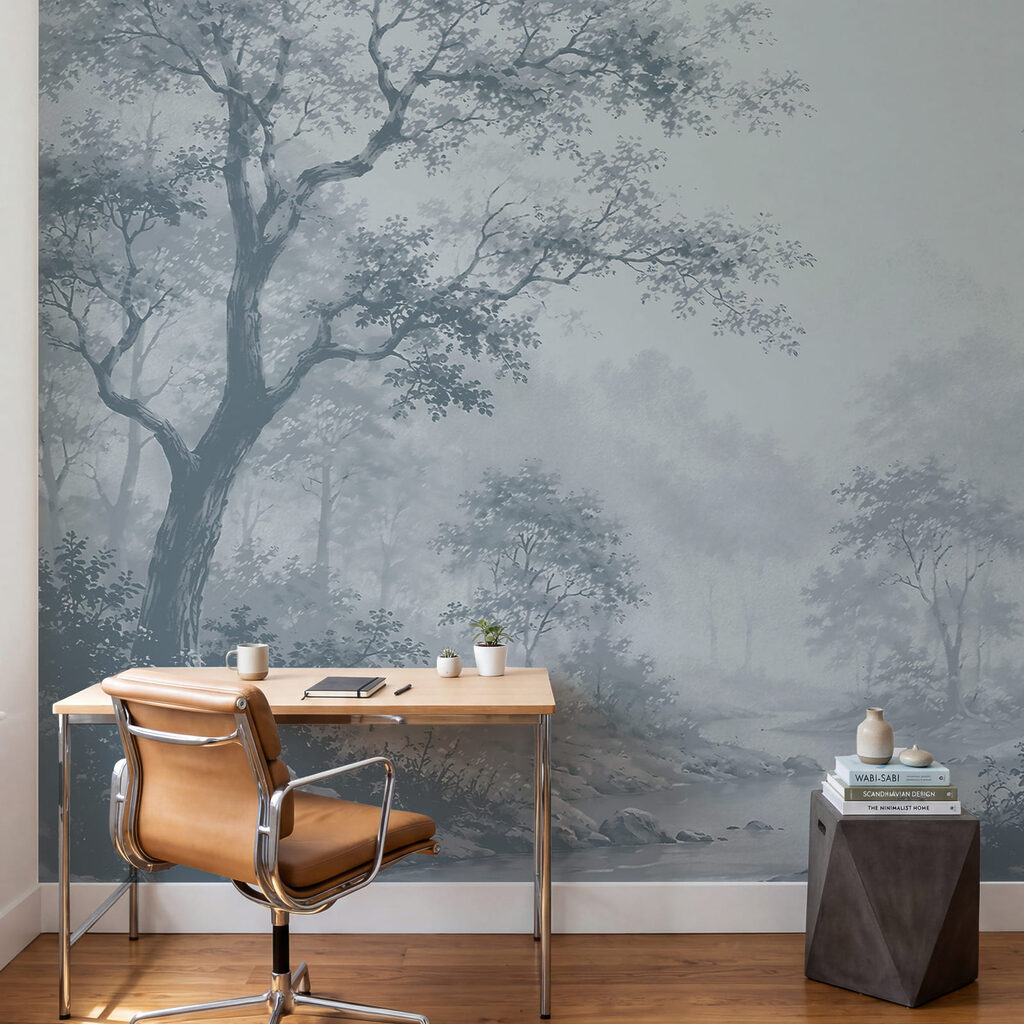 Een rivier die door een bos stroomt — interieur 1