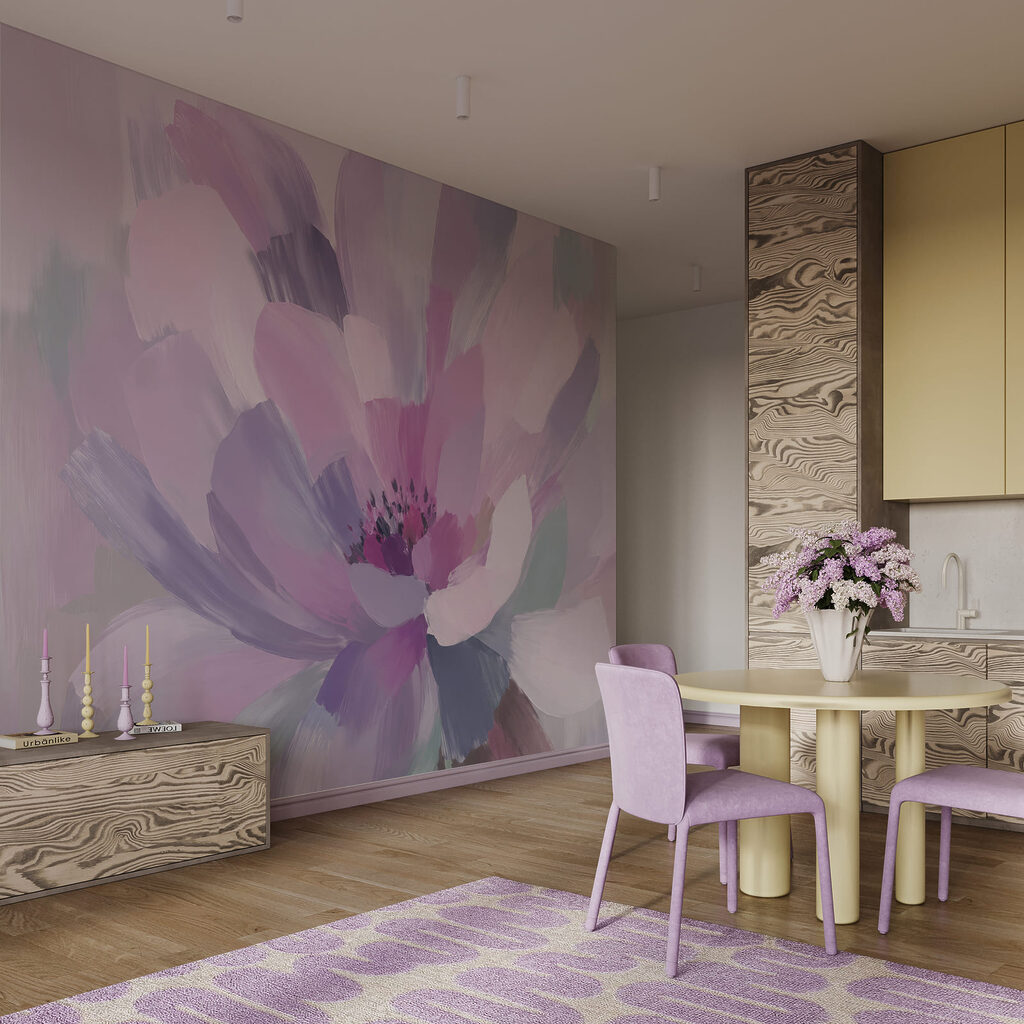 Bloem in brede penseelvlakken — interieur 3