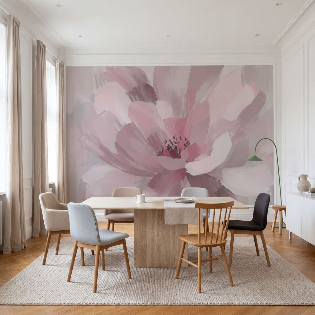 Bloem in brede penseelvlakken — interieur 1