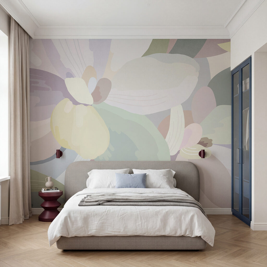 Kleurrijk bloemenschilderij in een interieur