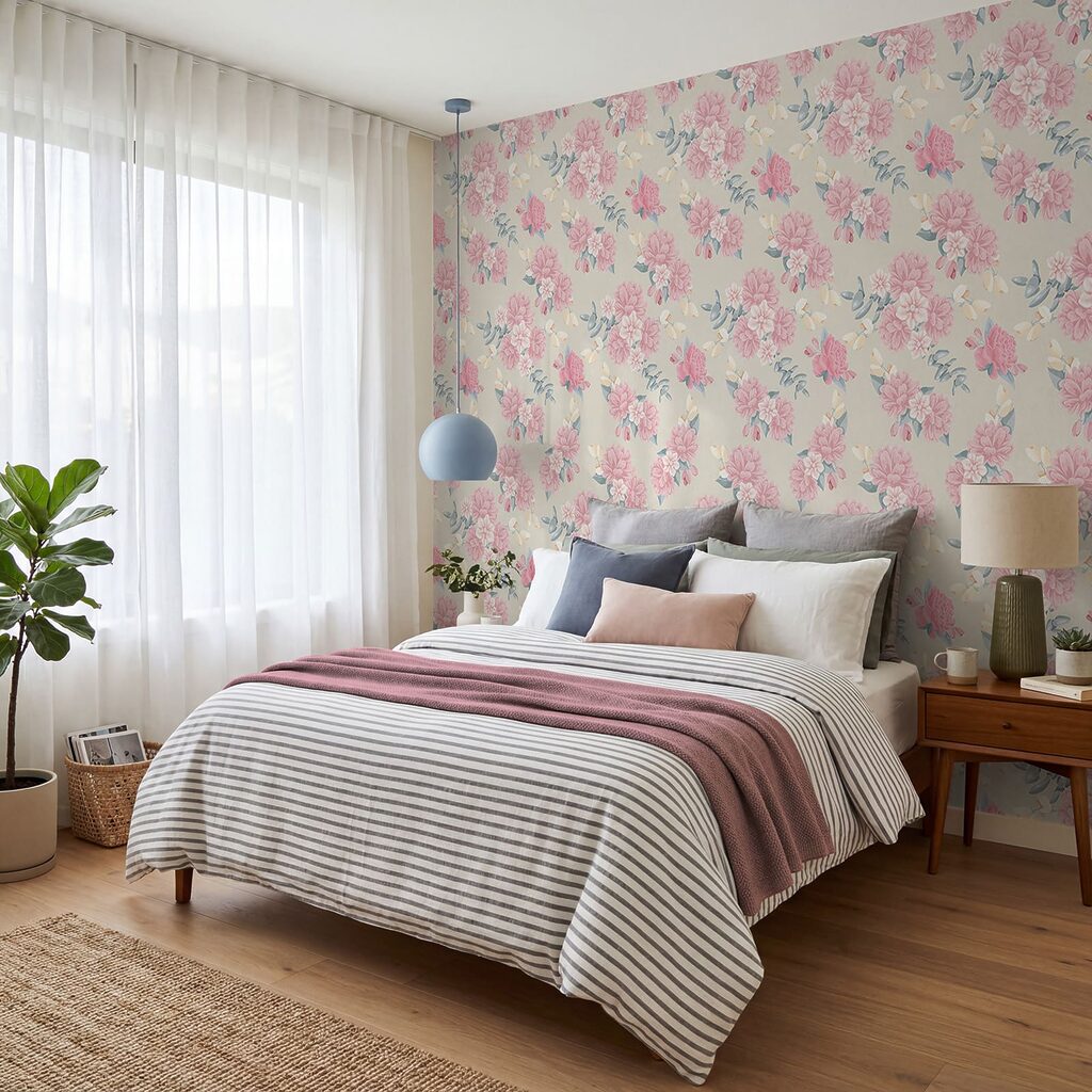 Rozenboeketjes in kleine herhaling — interieur 2