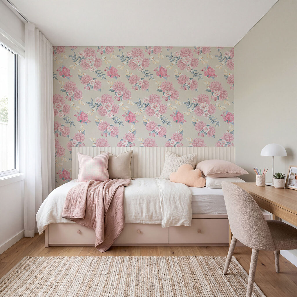 Rozenboeketjes in kleine herhaling — interieur 1