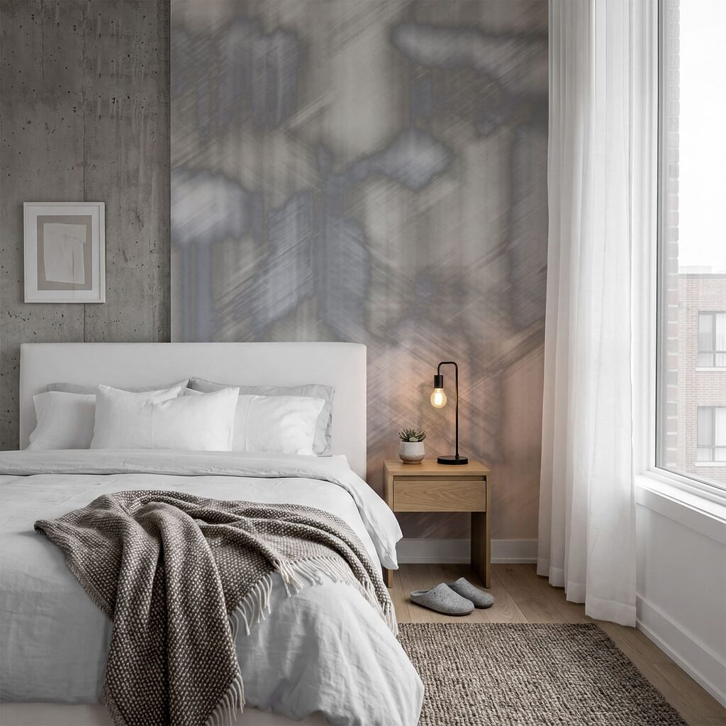 Vervaagde geometrie met streepschaduwen — interieur 1