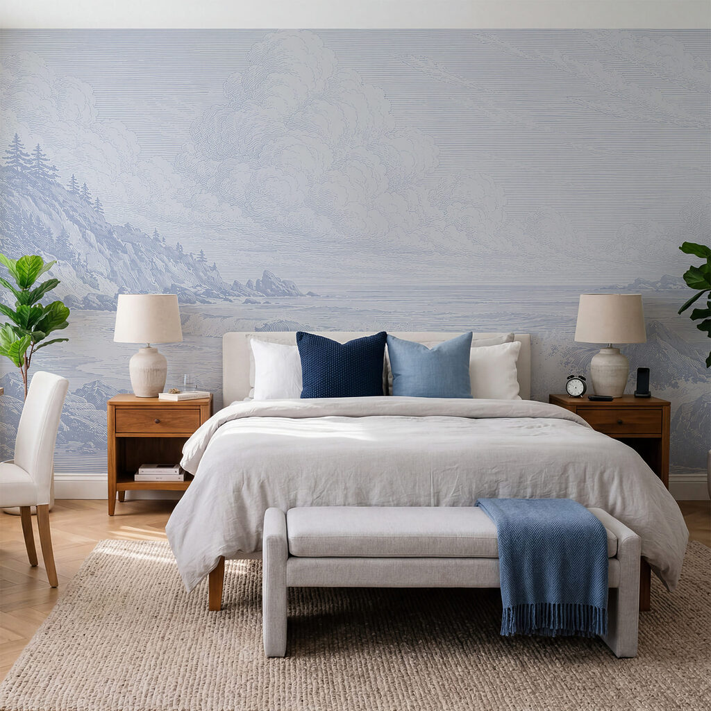 Bleke branding langs dennenkust — interieur 2