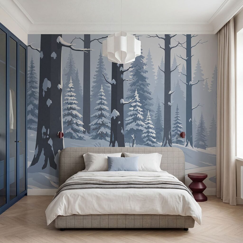 Pad tussen besneeuwde dennen — interieur 2