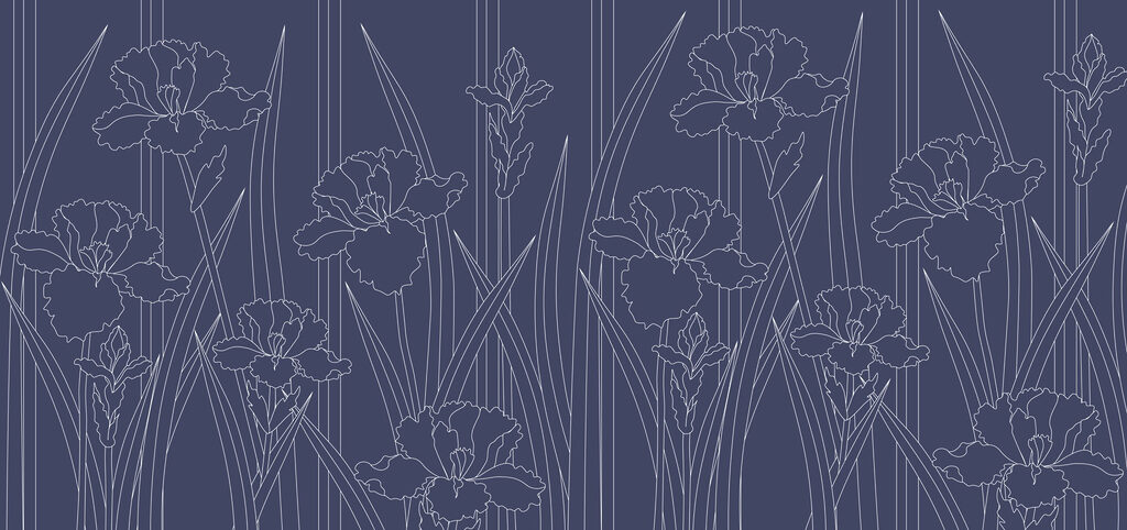 Bloemlijnen in blauwe nacht — volledig ontwerp