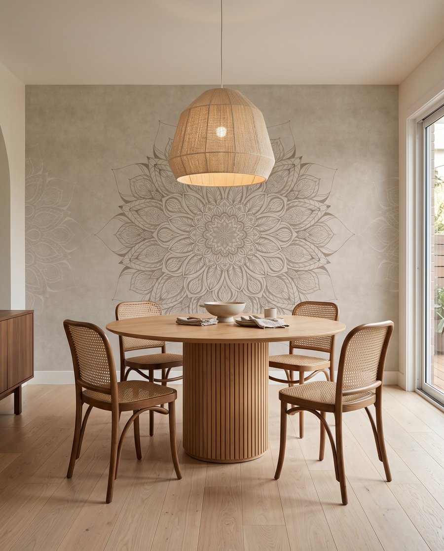 Mandala op verweerde zandkleur — interieur 4