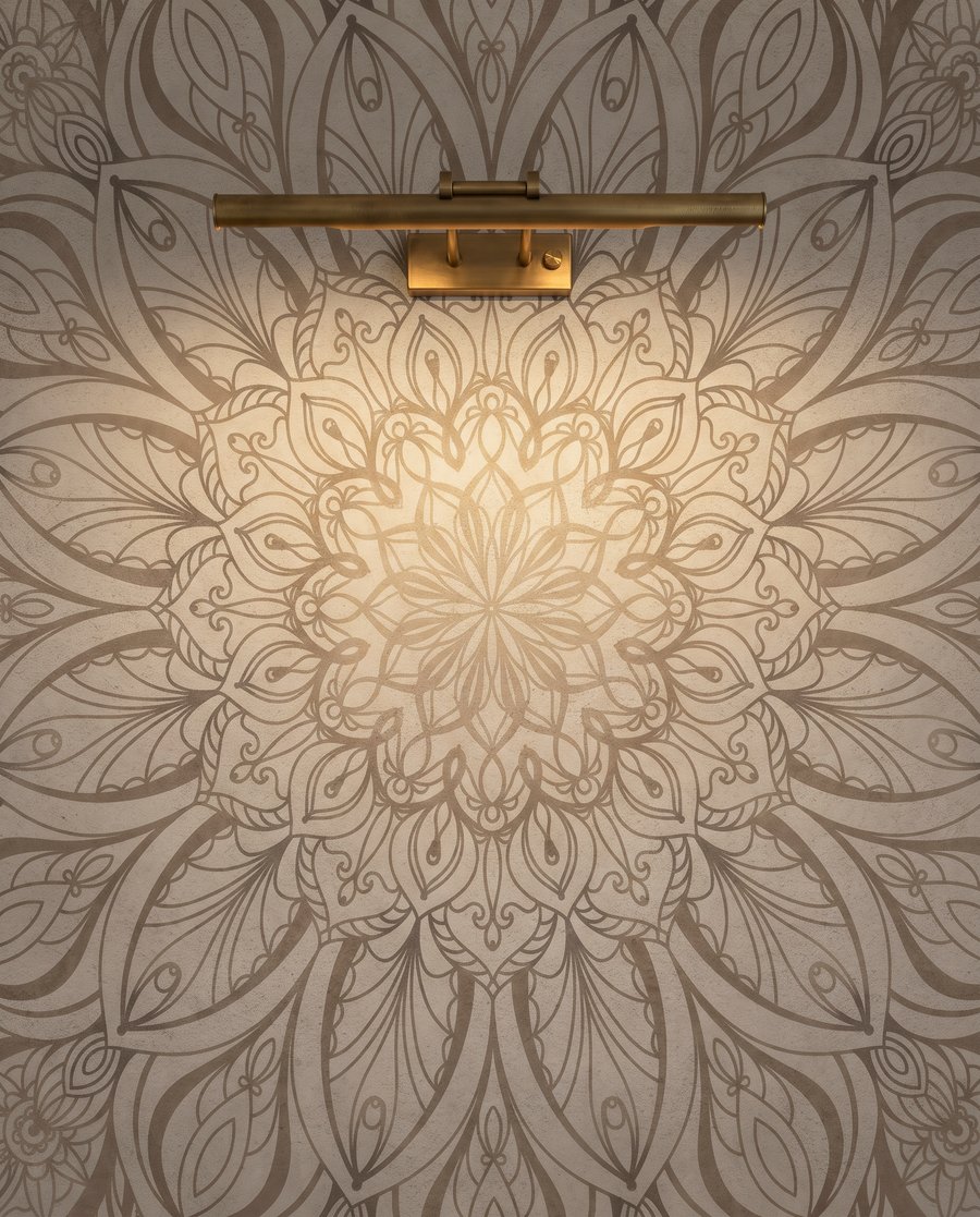 Mandala op verweerde zandkleur — detail