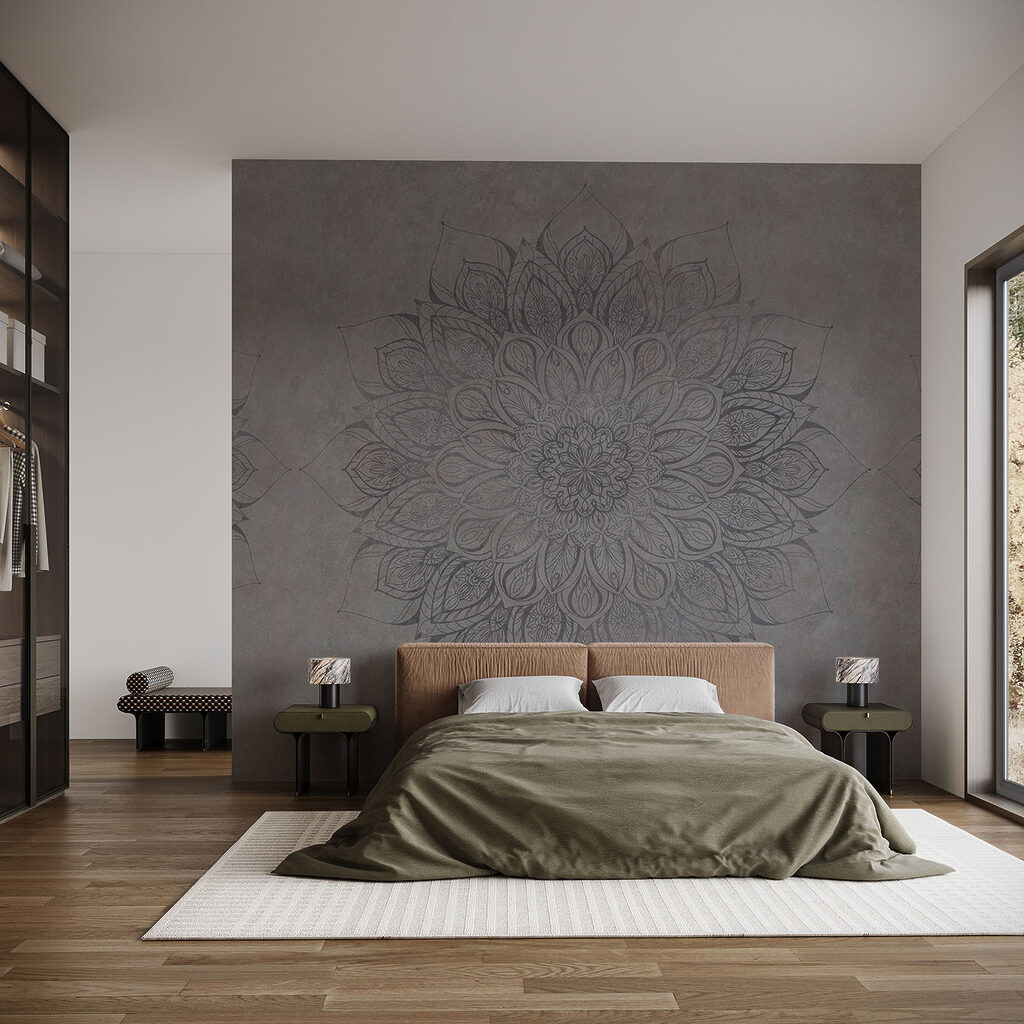 Bloemenmandala op verweerde lagen — interieur 1
