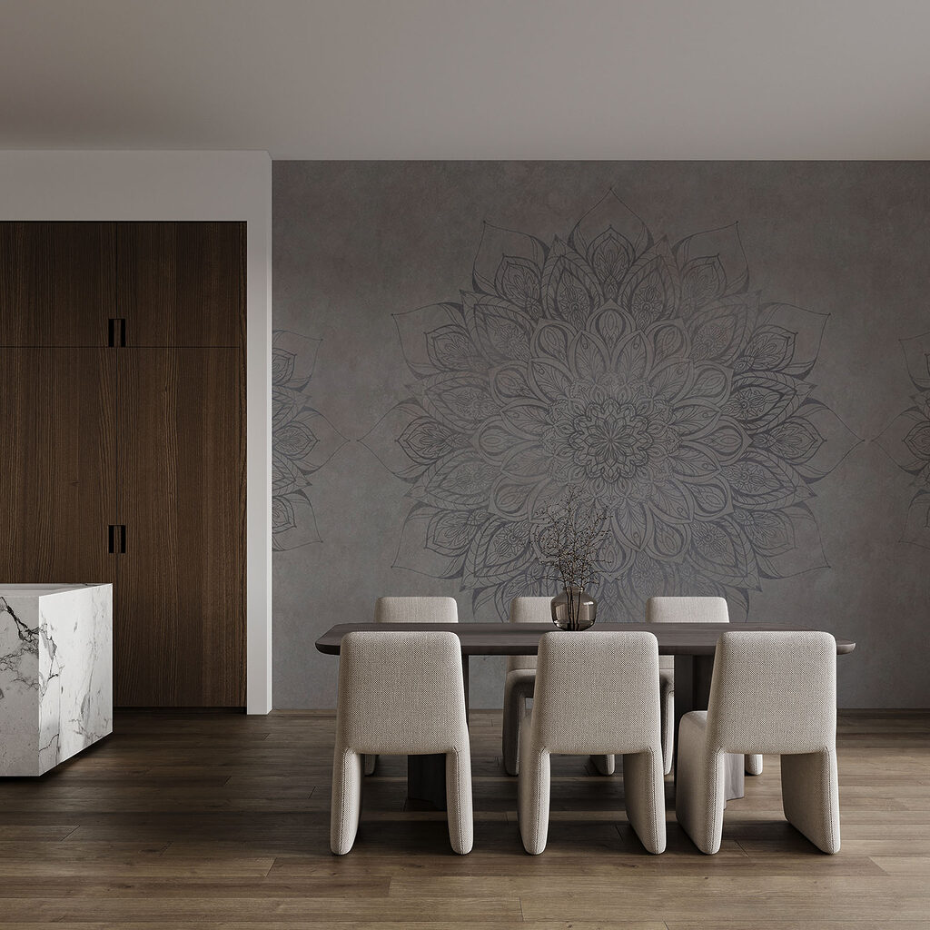 Bloemenmandala op verweerde lagen — interieur 2