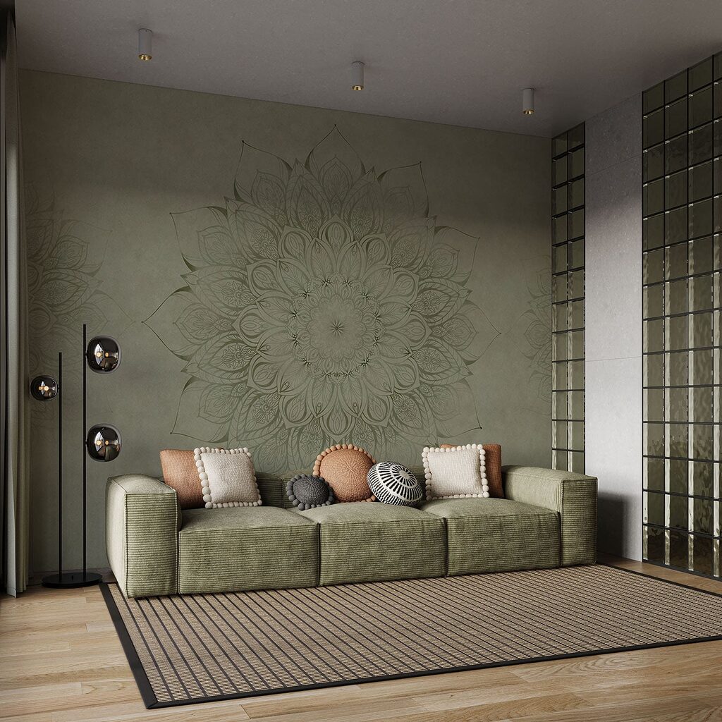 Bloemenmandala op verweerde lagen — interieur 2
