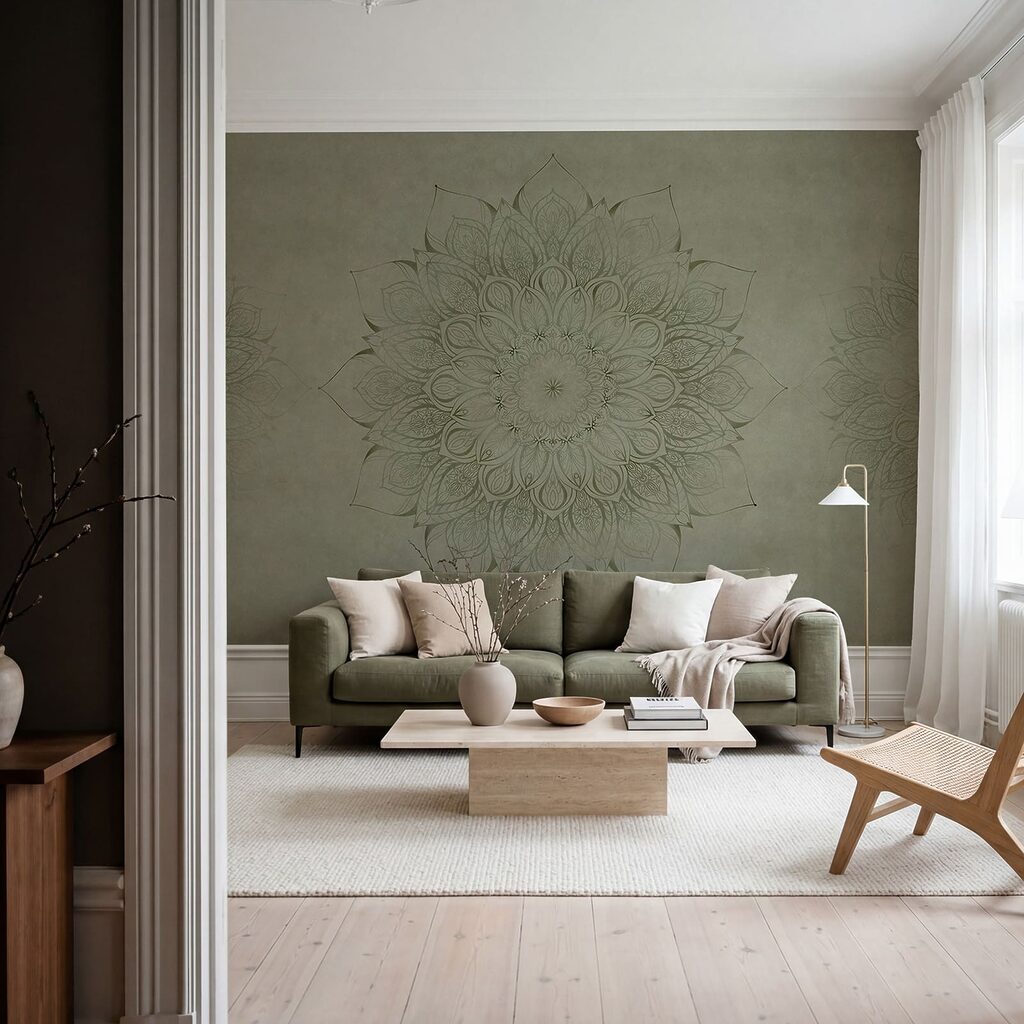 Bloemenmandala op verweerde lagen — interieur 3