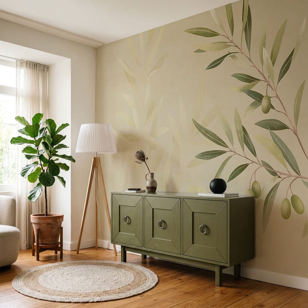 Verfijnd ontwerpelement in de vorm van een olijftak in een interieur