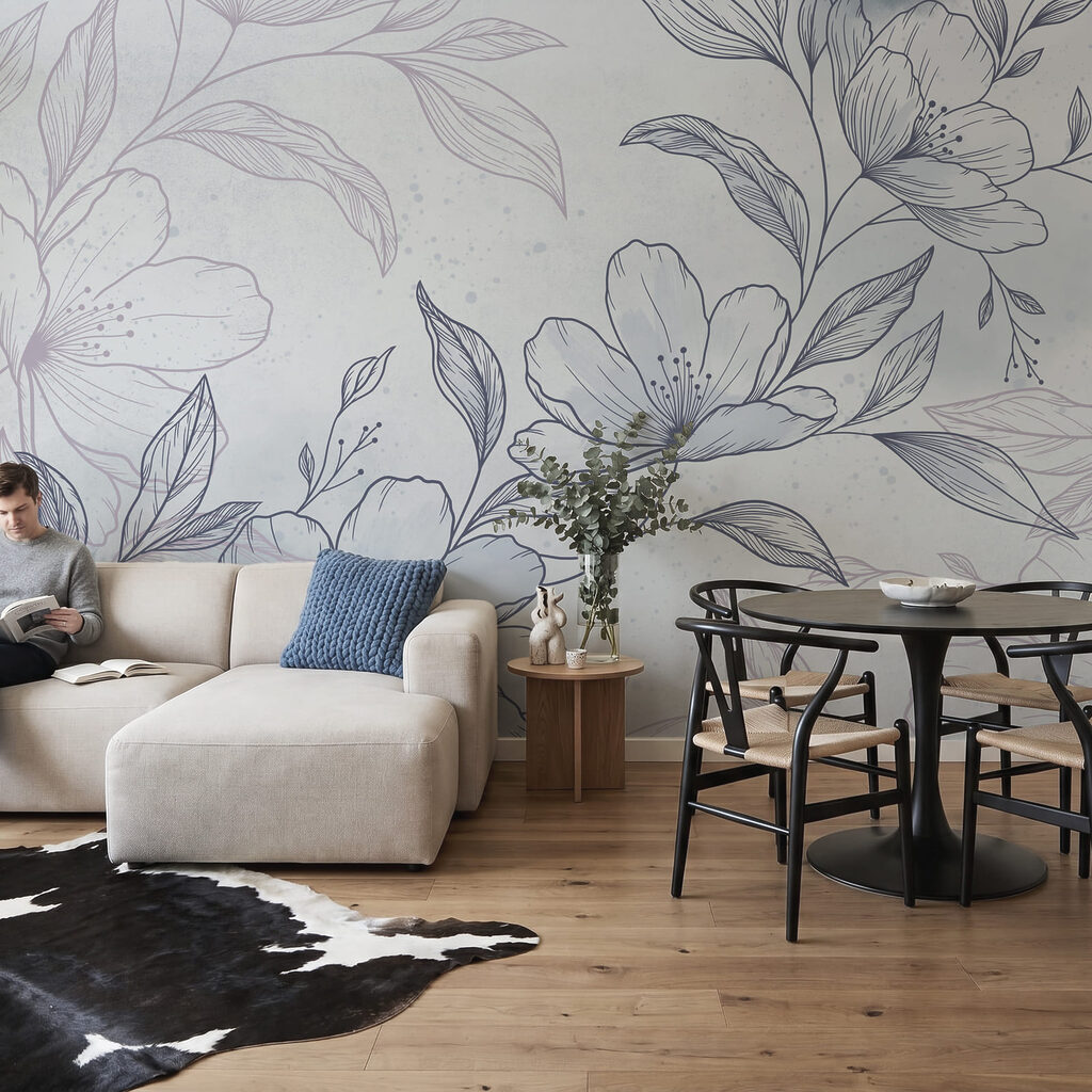 Bloesemtak in fijne arcering — interieur 1