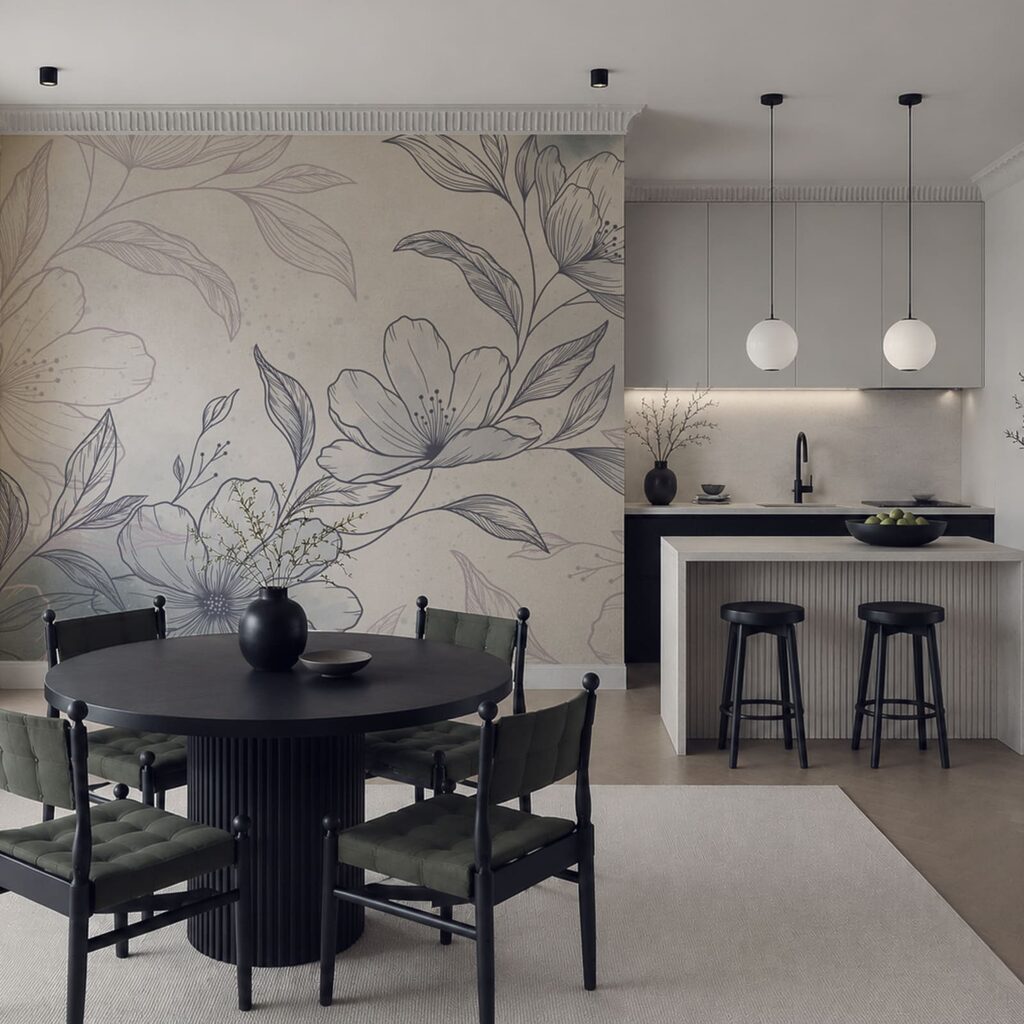 Bloesemtak in fijne arcering — interieur 3