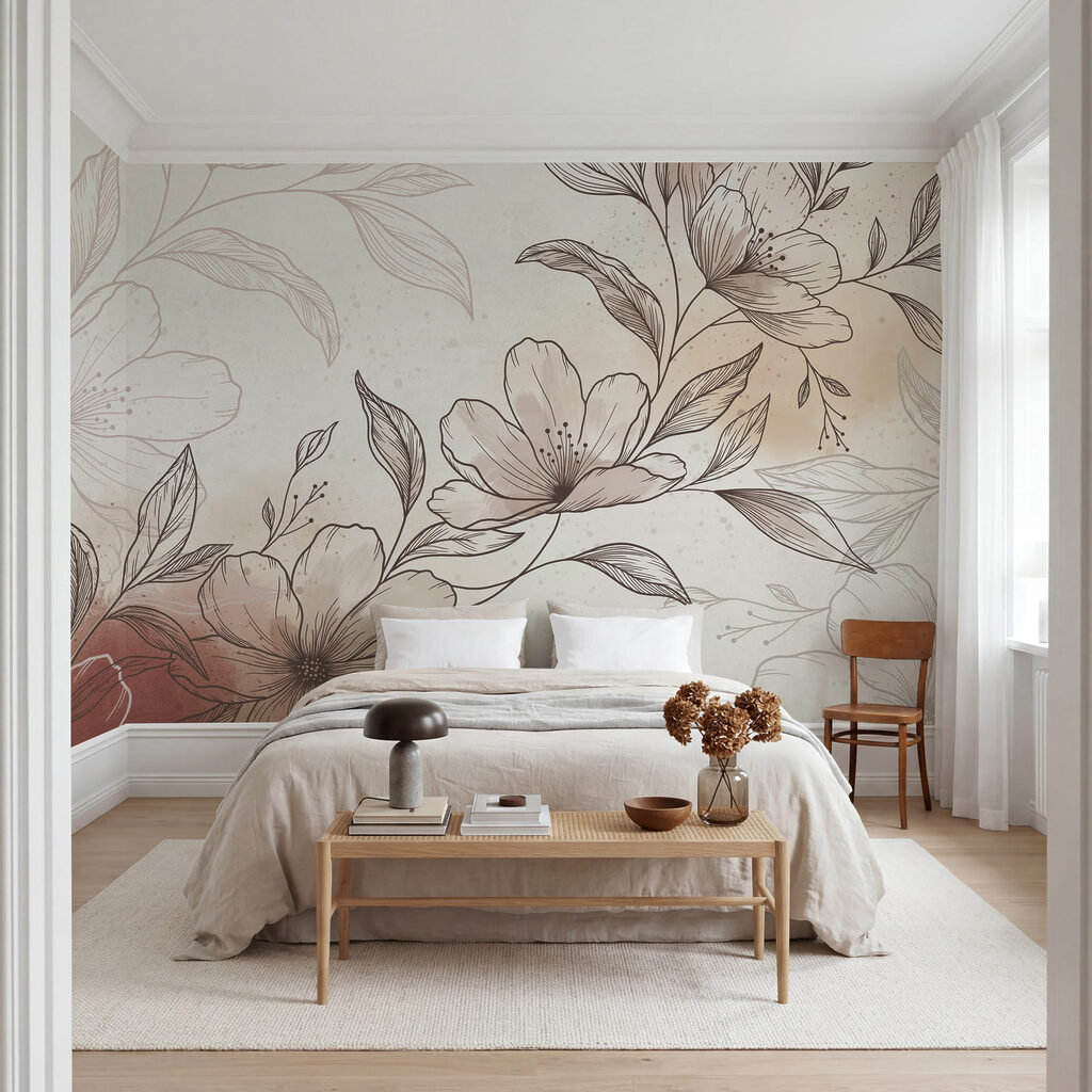 Bloesemtak in fijne arcering — interieur 2