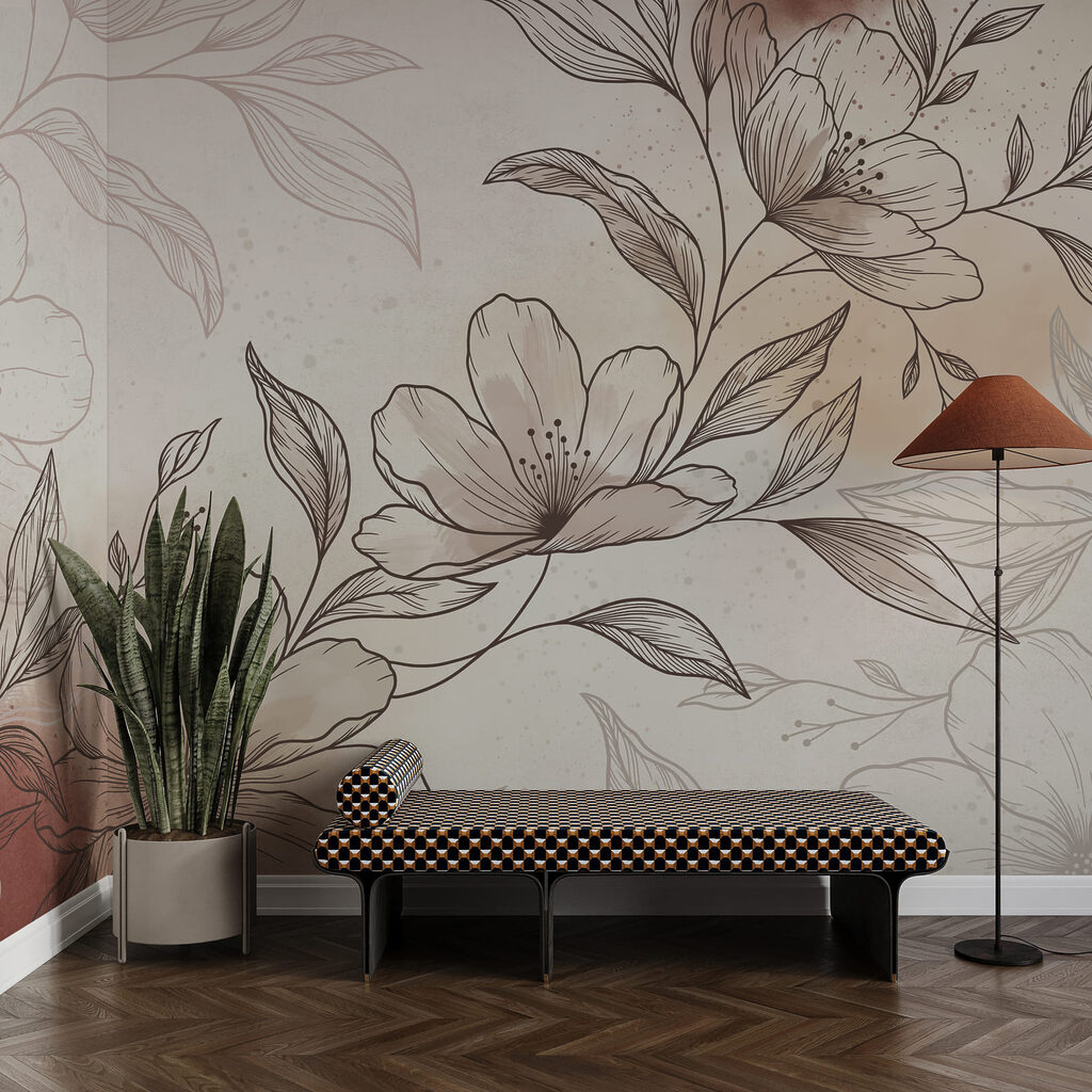 Bloesemtak in fijne arcering — interieur 4