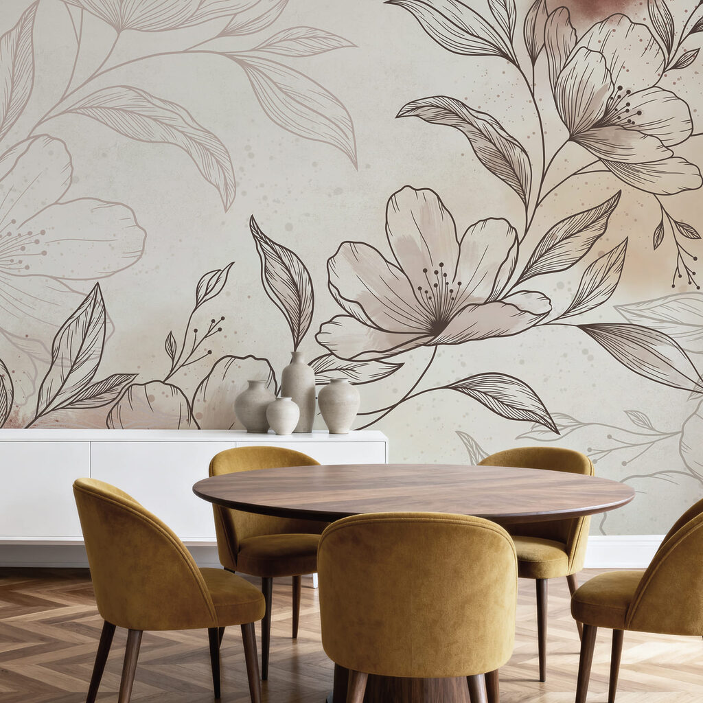 Bloesemtak in fijne arcering — interieur 1