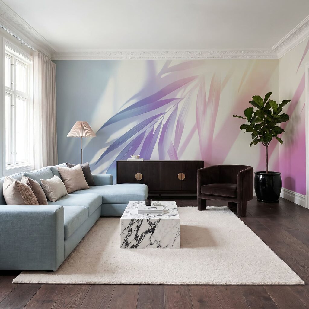 Palmblad in schuine lichtbanen — interieur 3