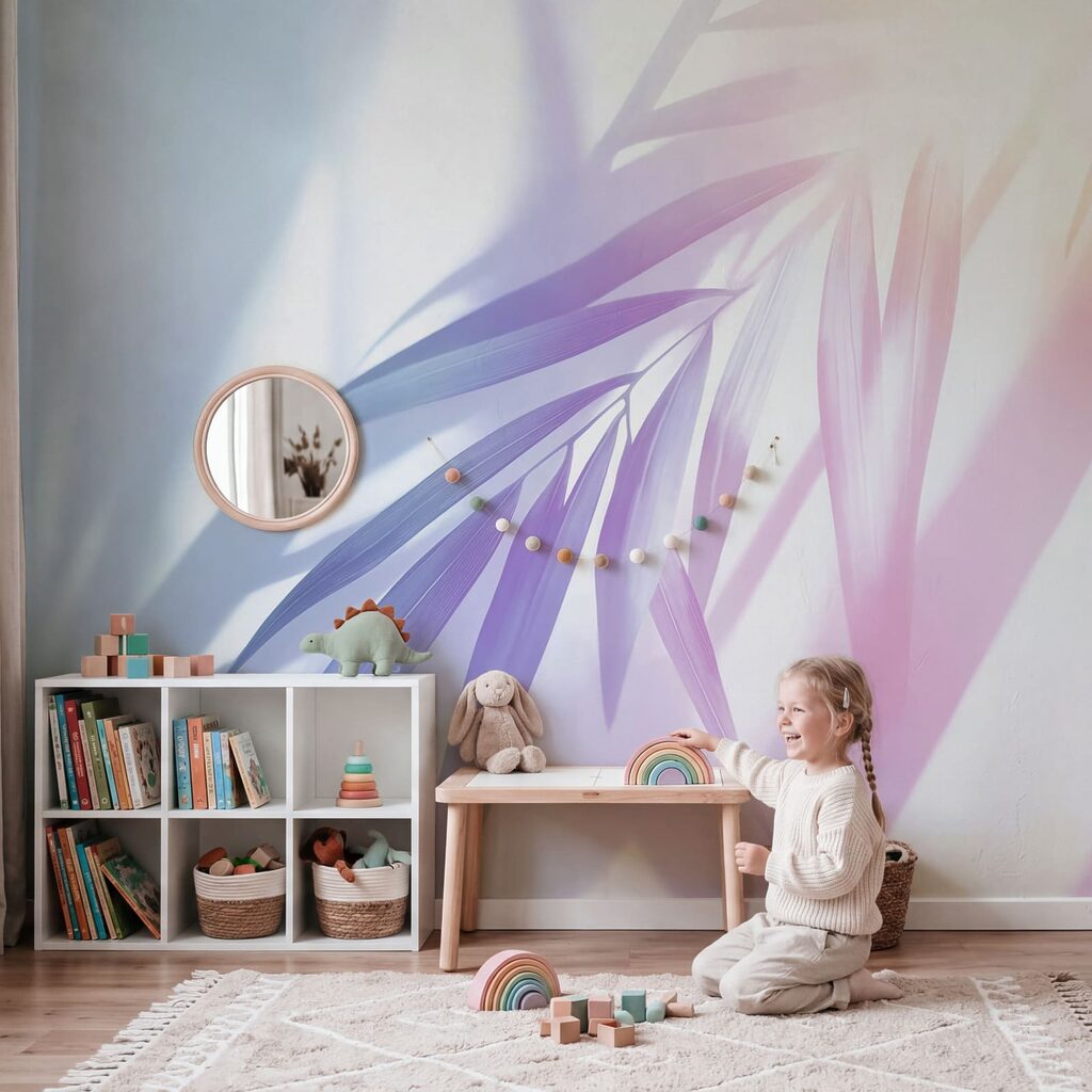 Palmblad in schuine lichtbanen — interieur 5