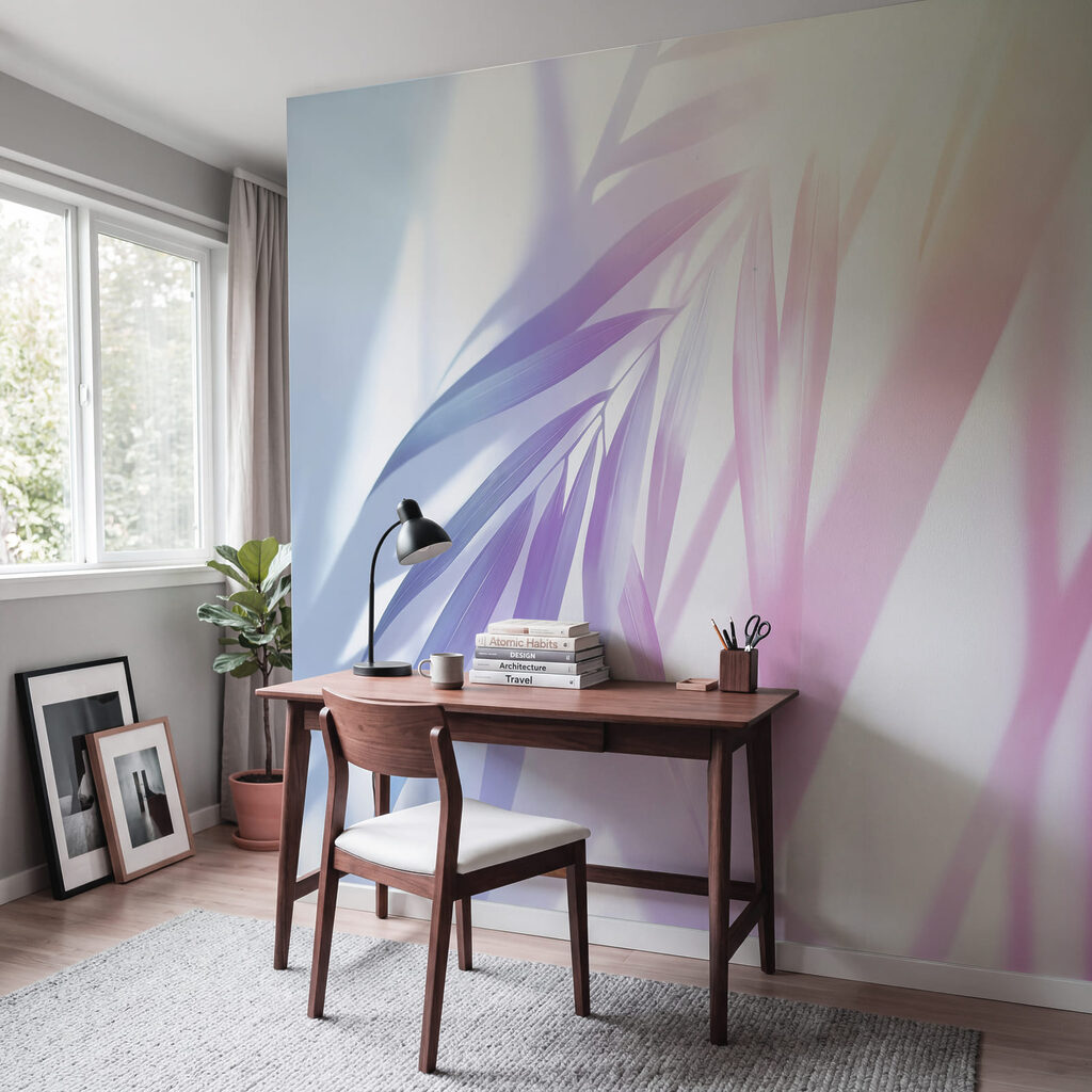 Palmblad in schuine lichtbanen — interieur 6
