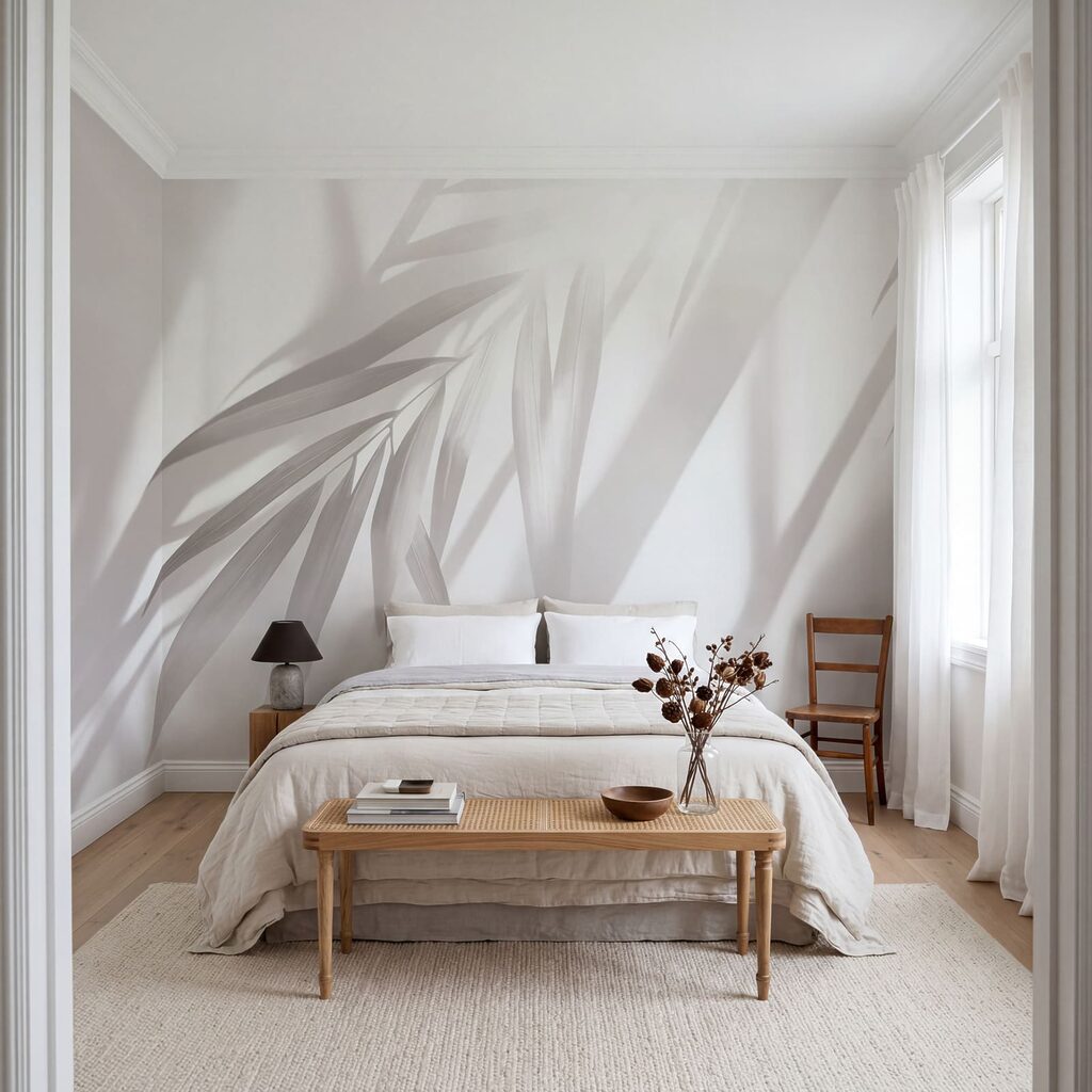Palmblad in schuine lichtbanen — interieur 2