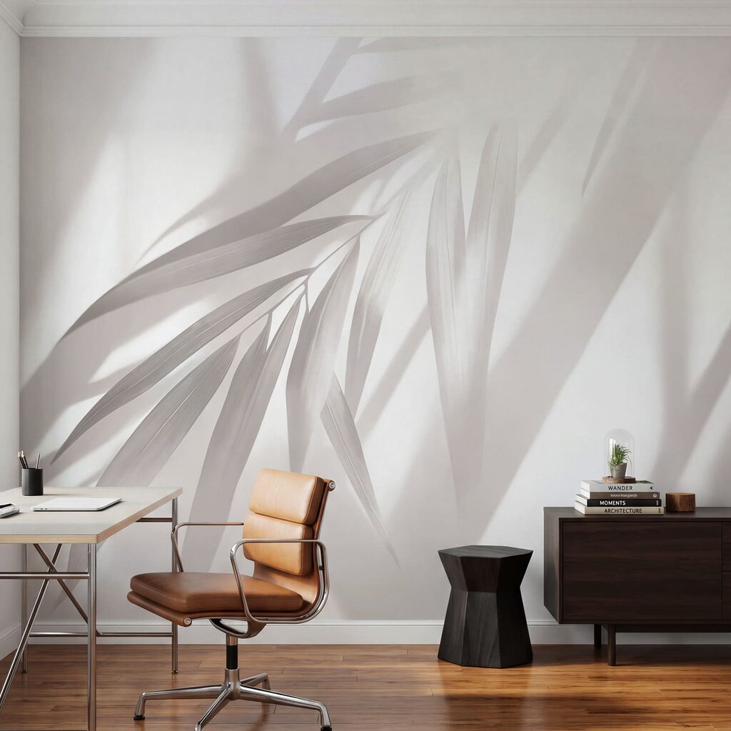 Palmblad in schuine lichtbanen — interieur 6
