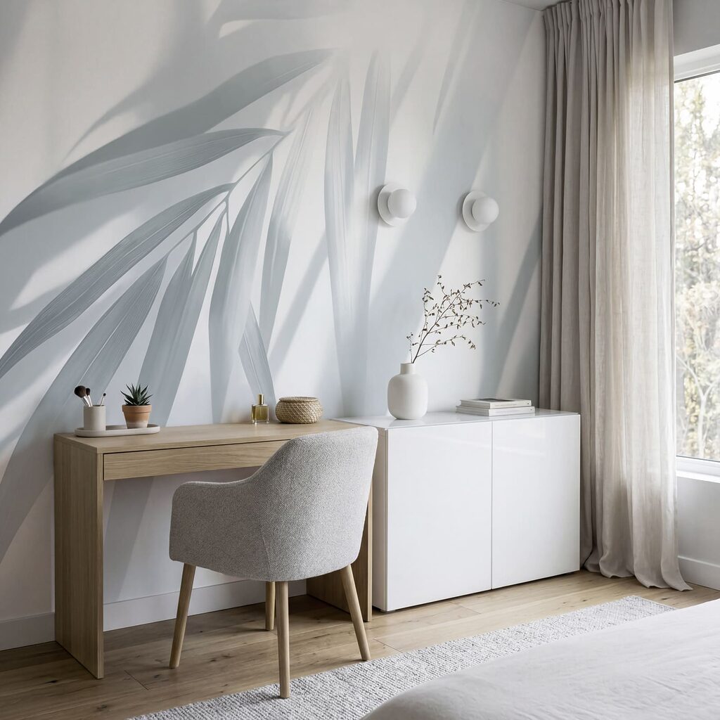 Palmblad in schuine lichtbanen — interieur 1
