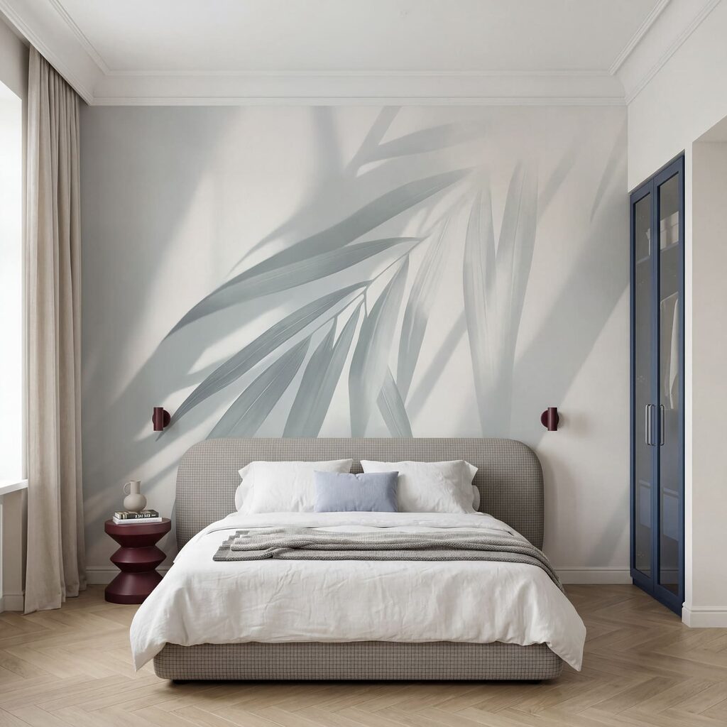 Palmblad in schuine lichtbanen — interieur 2