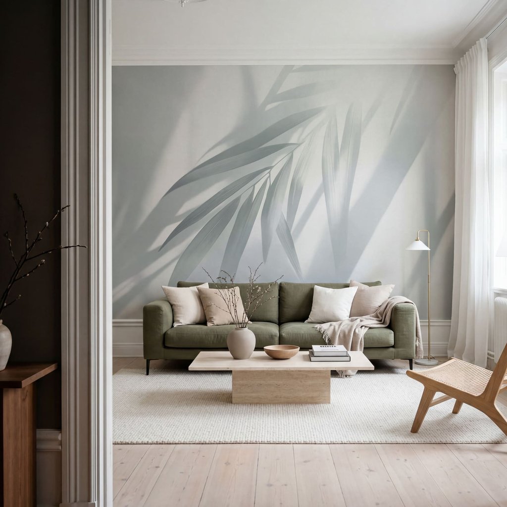 Palmblad in schuine lichtbanen — interieur 4