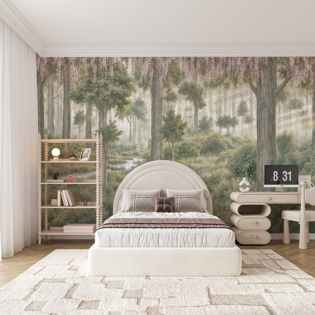 Zonnestralen tussen hoge bosstammen — interieur 4