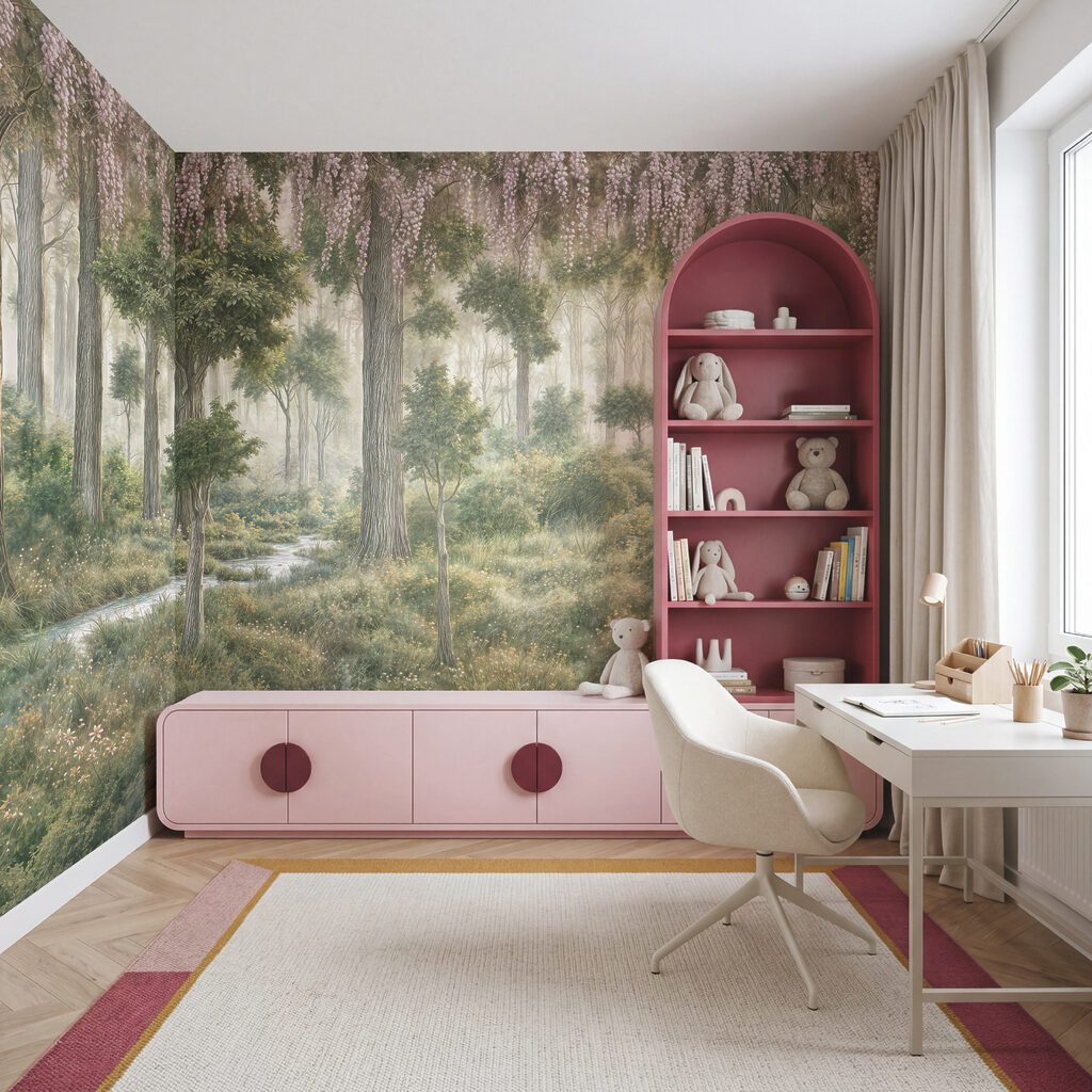 Zonnestralen tussen hoge bosstammen — interieur 3