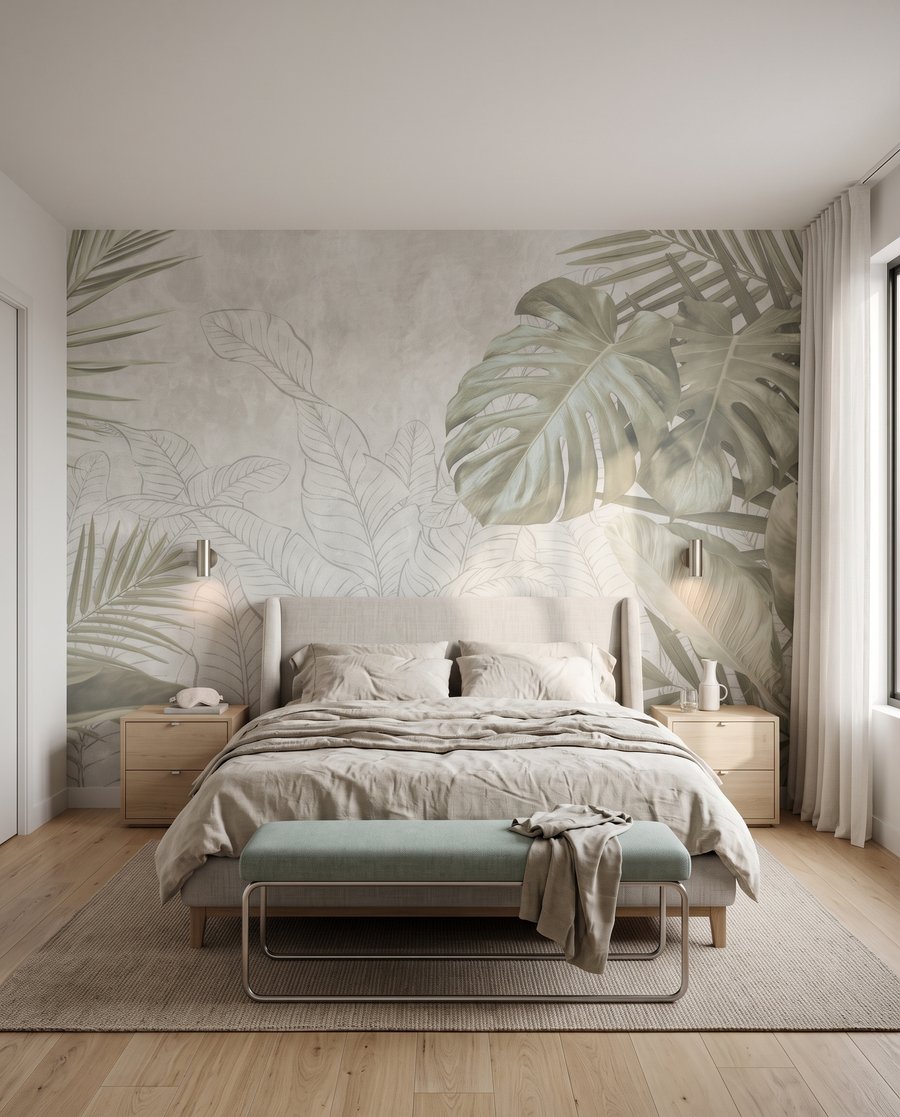 Tropenbladeren rond getekend loof — interieur 2