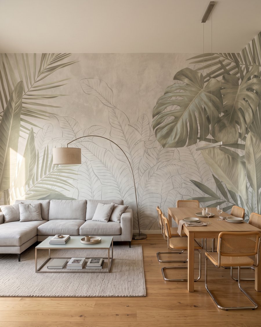 Tropenbladeren rond getekend loof — interieur 1