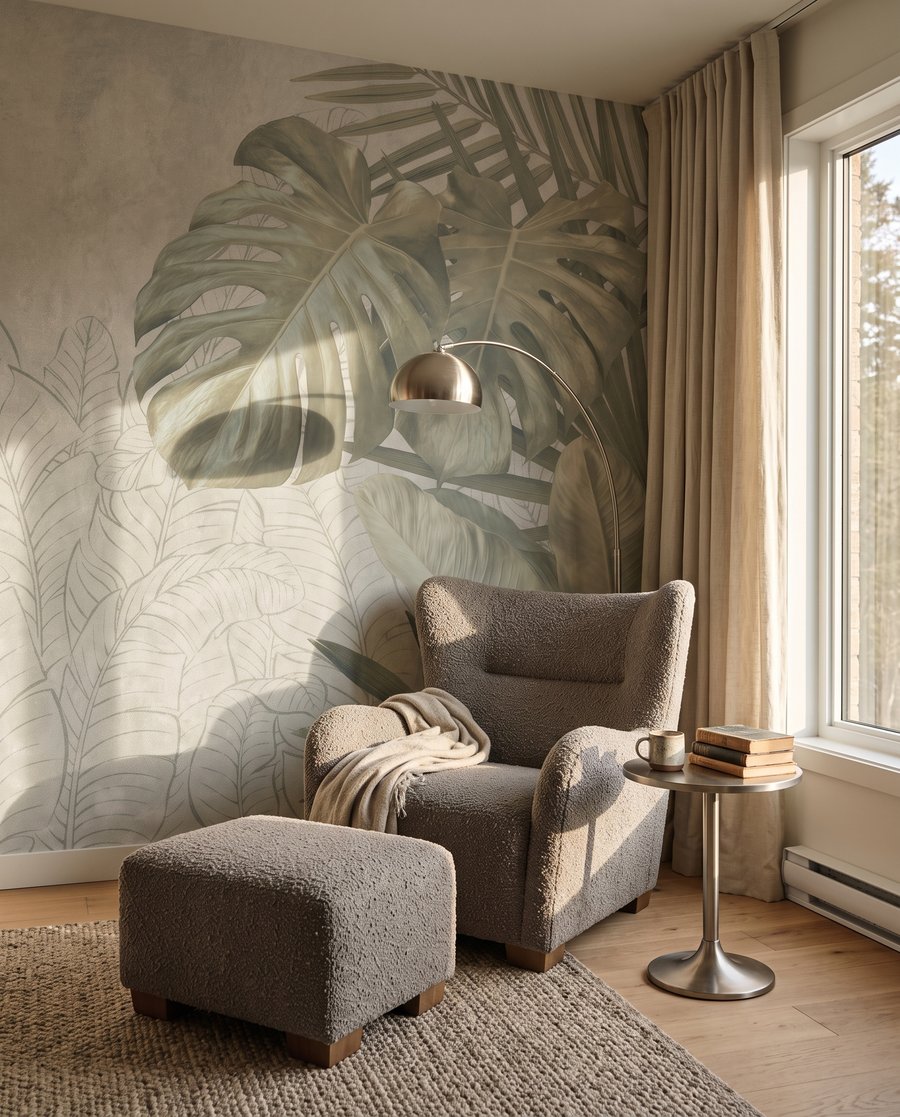 Tropenbladeren rond getekend loof — interieur 4