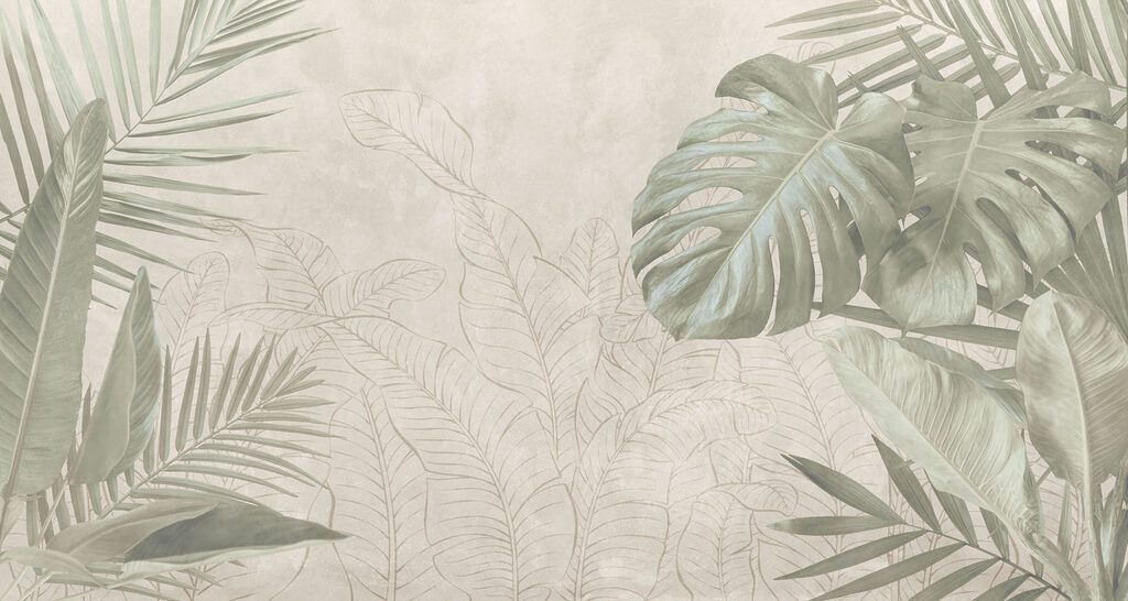 Tropisch blad als schets — volledig ontwerp