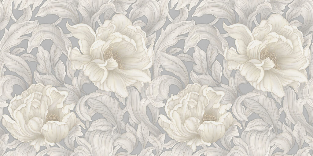Witte bloemen als ornament — volledig ontwerp