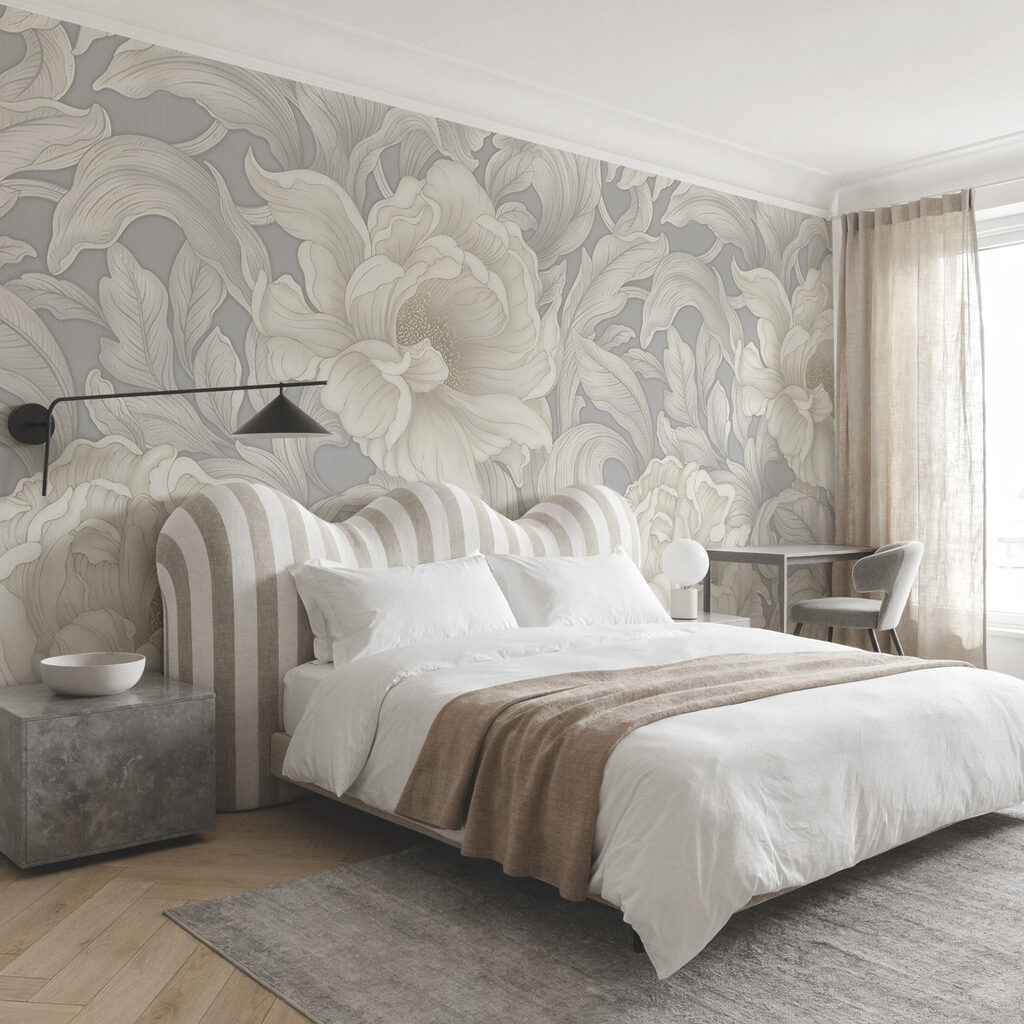 Witte bloemen als ornament — interieur 3