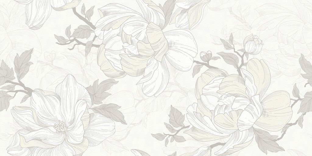 Bloemen in potloodachtige lijnen — volledig ontwerp