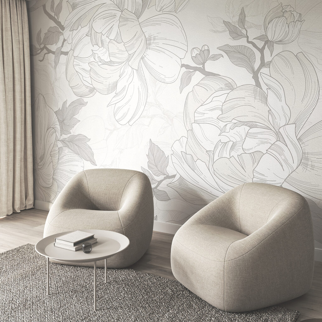 Bloemen in potloodachtige lijnen — interieur 2