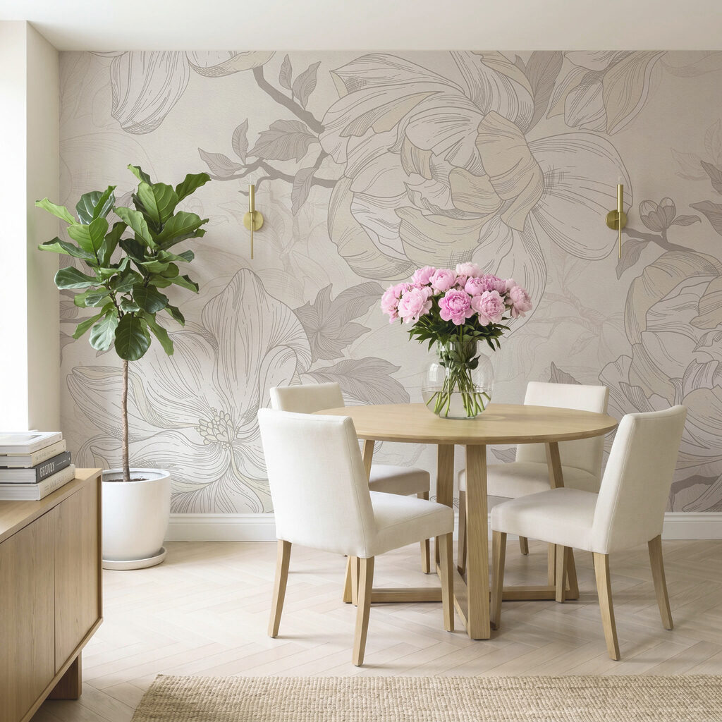 Bloemen in potloodachtige lijnen — interieur 4