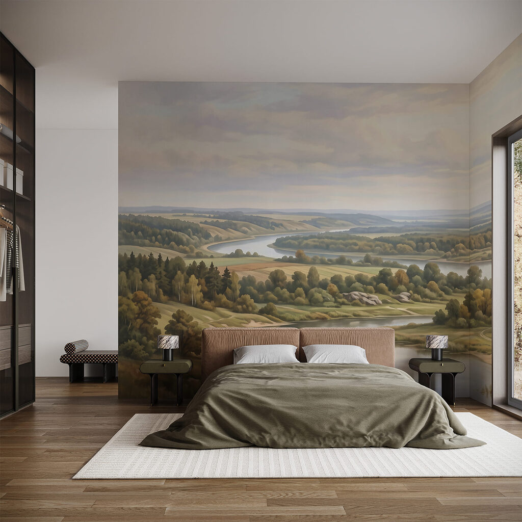 Een rivier die door een vallei stroomt in een interieur