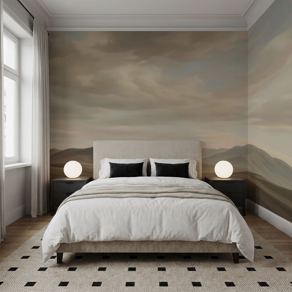 Landschap van een woestijn met heuvels en wolken — interieur 2
