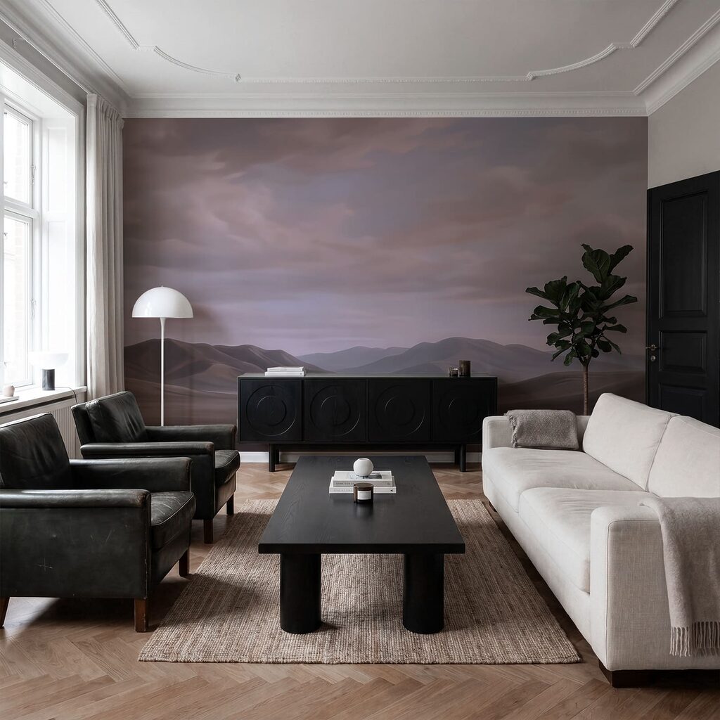 Landschap van een woestijn met heuvels en wolken — interieur 2