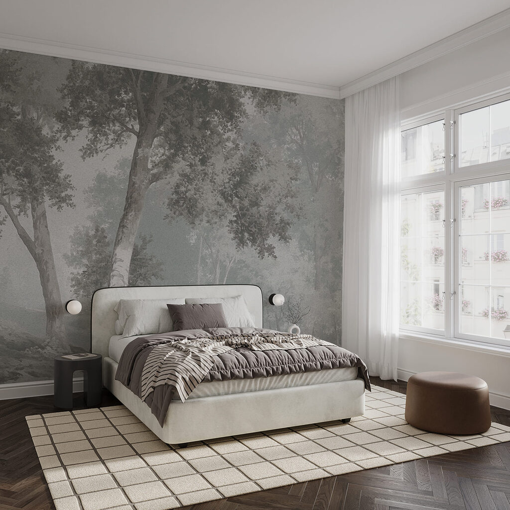 Loofbos in bleke grijstekening — interieur 2