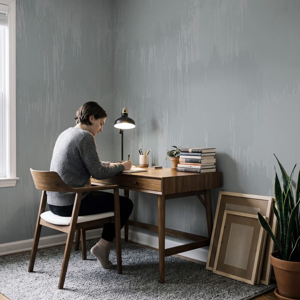Verfstrepen langs gebroken kleurvlakken — interieur 3