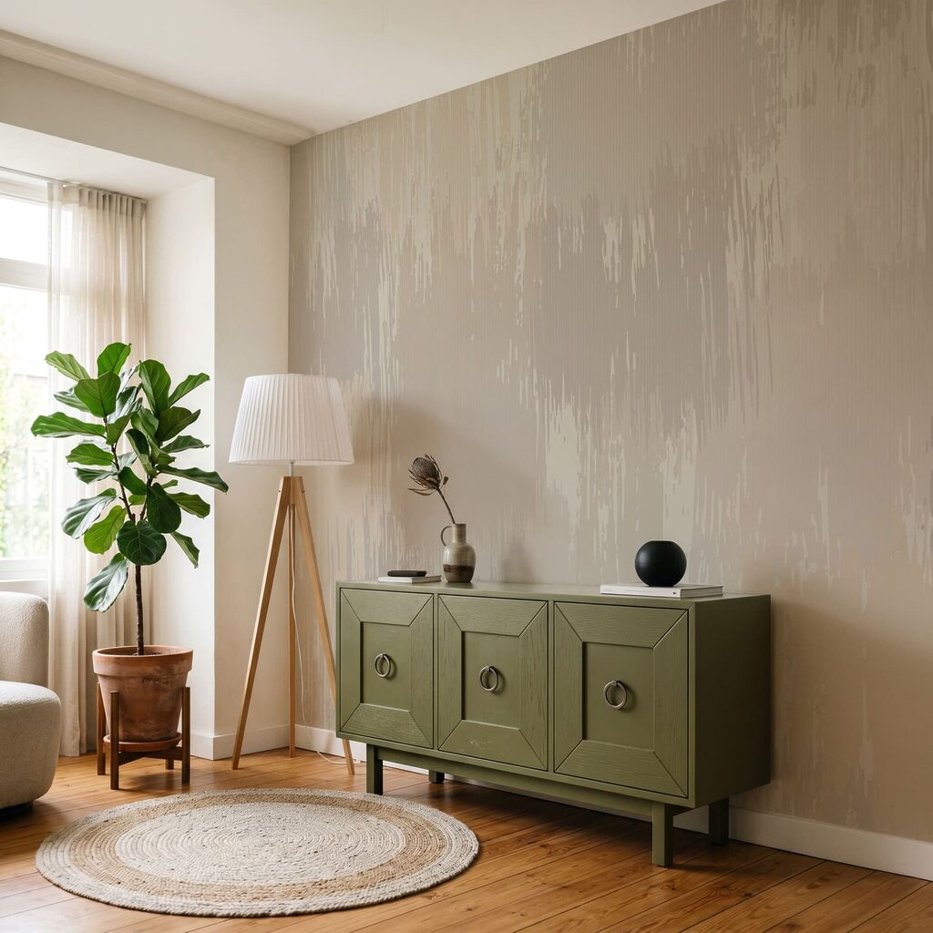 Verfstrepen langs gebroken kleurvlakken — interieur 1